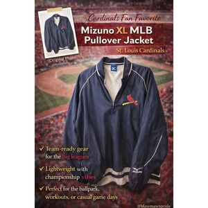 Mizuno XL Pullover Jacket St. Louis Cardinals MLB Baseball Windbreaker Mens 267